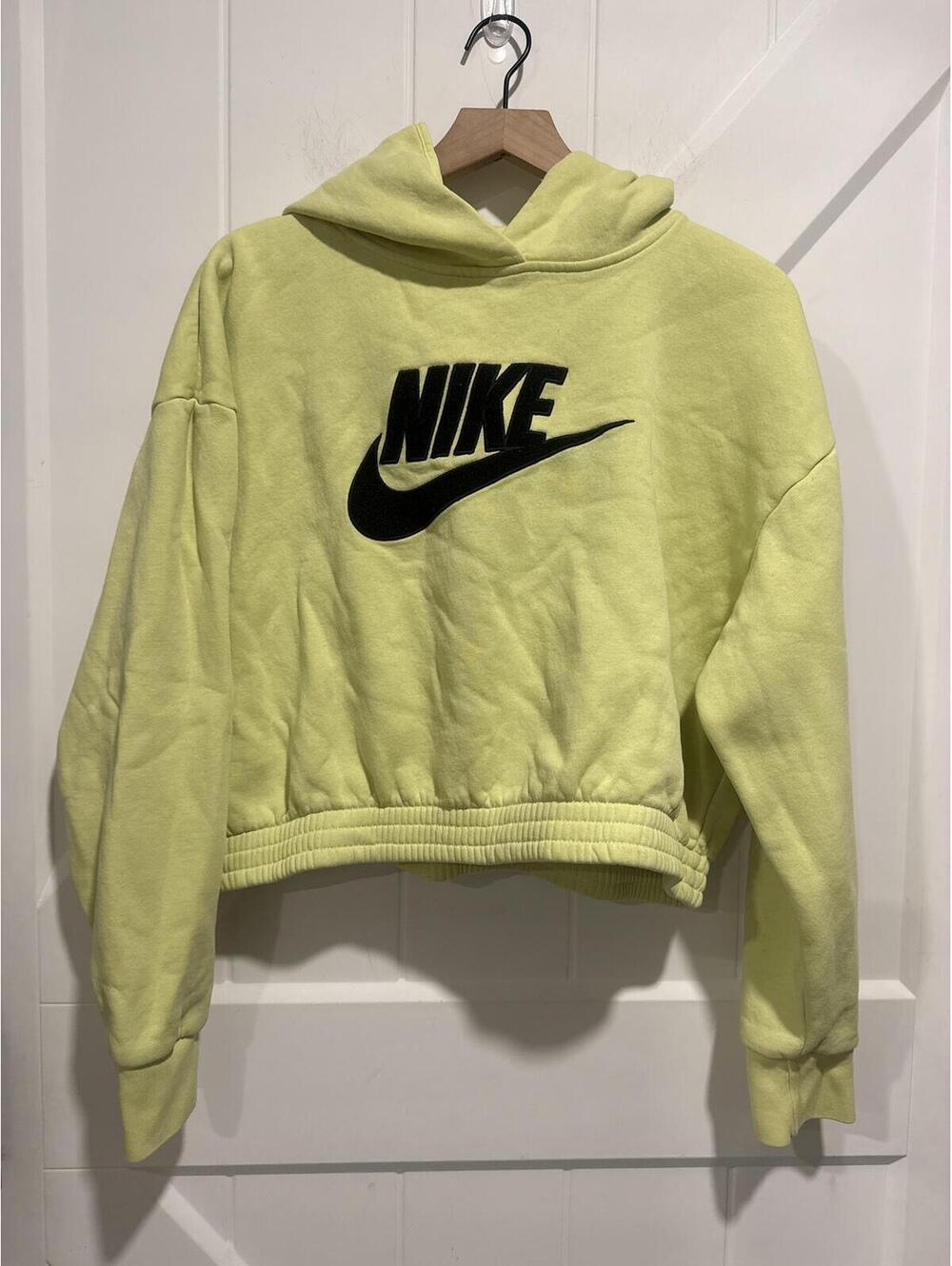 Nike Light Neon Green Cropped Hoodie Sweatshirt Medium